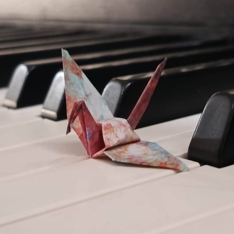 Crane on piano