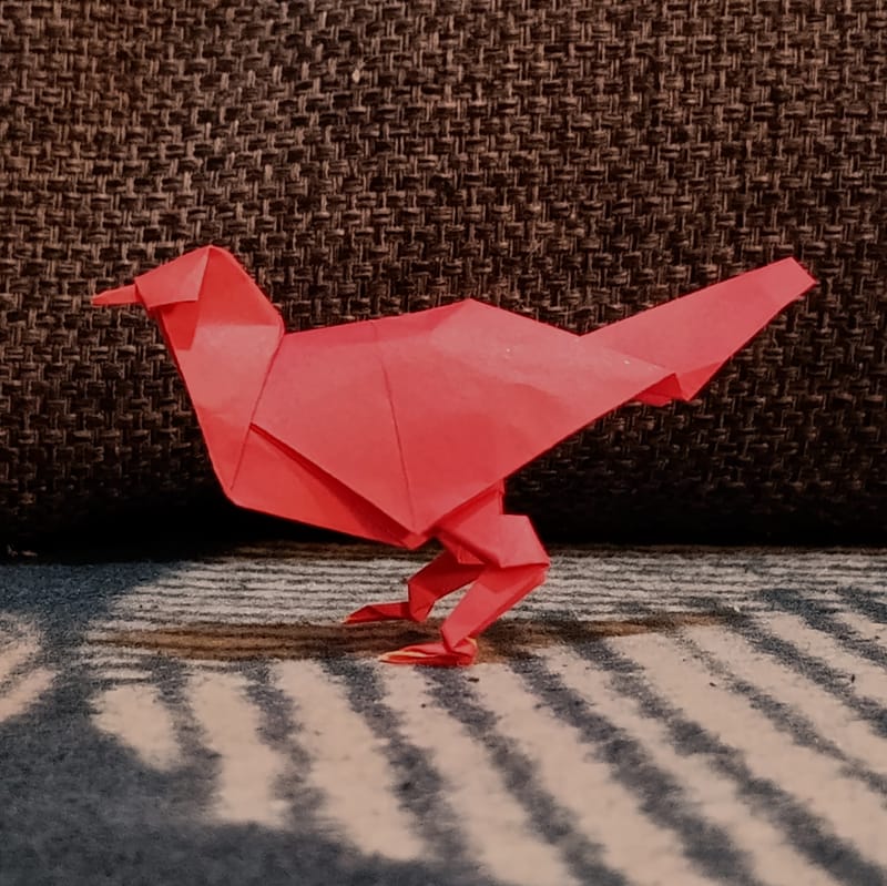 Pigeon by Akira Yoshizawa on red paper