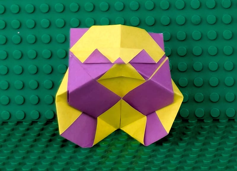 Panda on purple and yellow paper